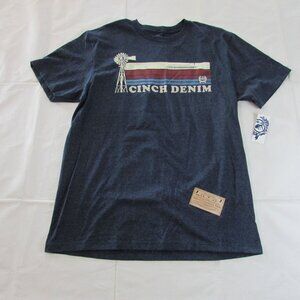 Cinch Men's LG Short Sleeve Windmill Logo Graphic T-Shirt Denim Blue